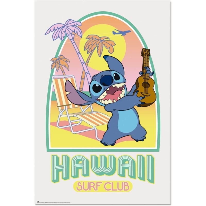 STITCH - HAWAI SURF CLUB - POSTER 61X91CM Produits dérivés Bruno Vidéo