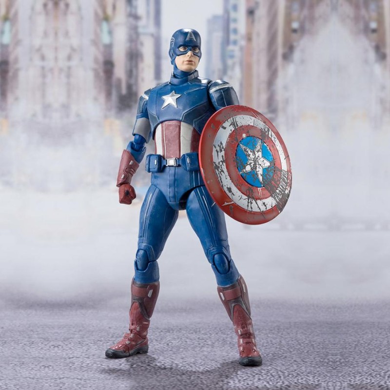 MARVEL - FIGURINE CAPTAIN AMERICA AVENGERS ASSEMBLE - S.H.FIGUARTS 15CM Figurines Bruno Vidéo