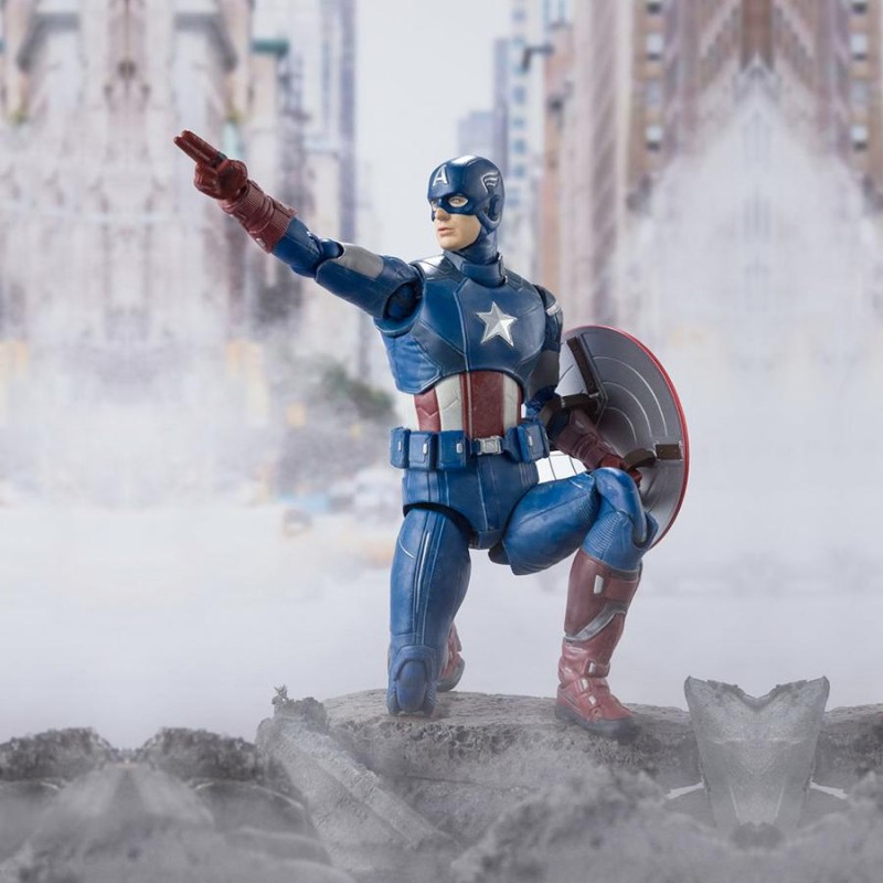 MARVEL - FIGURINE CAPTAIN AMERICA AVENGERS ASSEMBLE - S.H.FIGUARTS 15CM Figurines Bruno Vidéo