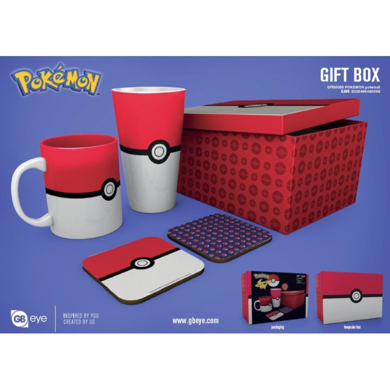 POKEMON - PACK VERRE XXL + MUG + 2 DESSOUS DE VERRE - POKEBALL Produits dérivés Bruno Vidéo