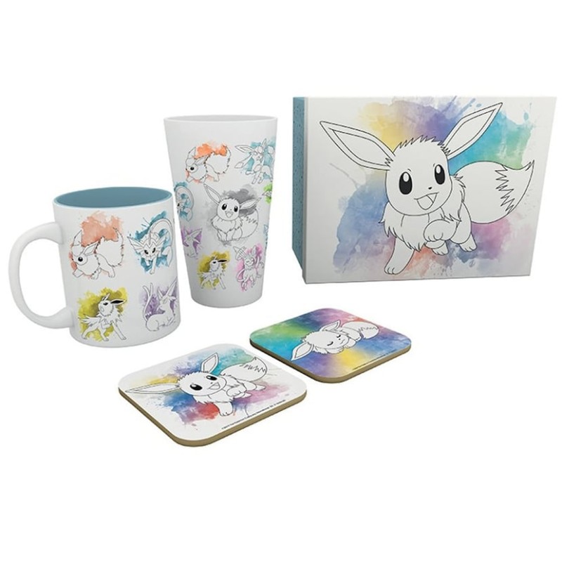 POKEMON - PACK VERRE XXL + MUG + 2 DESSOUS DE VERRE - EVOLI Produits dérivés Bruno Vidéo